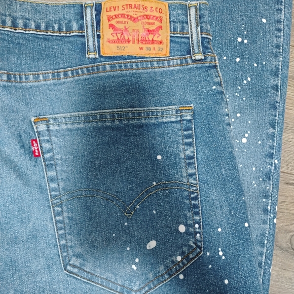 Levi's 512 38x31 Slim Tapered Manufactured Paint Splattered Jeans - Picture 12 of 16
